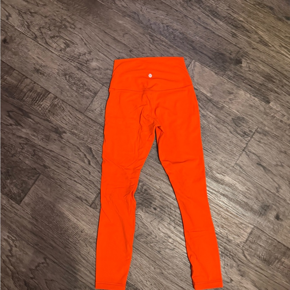 Lululemon Double Lined Orange High Rise Leggings Ankle Length - Picture 3 of 4